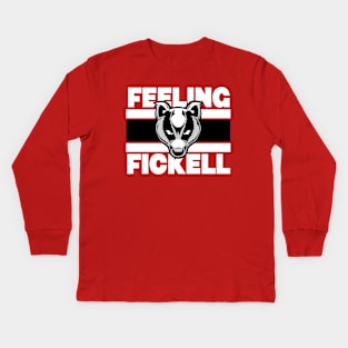 Feeling Fickell // Retro Badger Cartoon // Football in Wisconsin Kids Long Sleeve T-Shirt